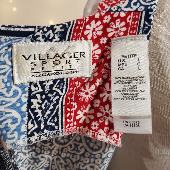 Villiager Sport Liz Claiborne VTG Y2K Patchwork Bandana Dress Womens Size LP - Picture 8 of 11